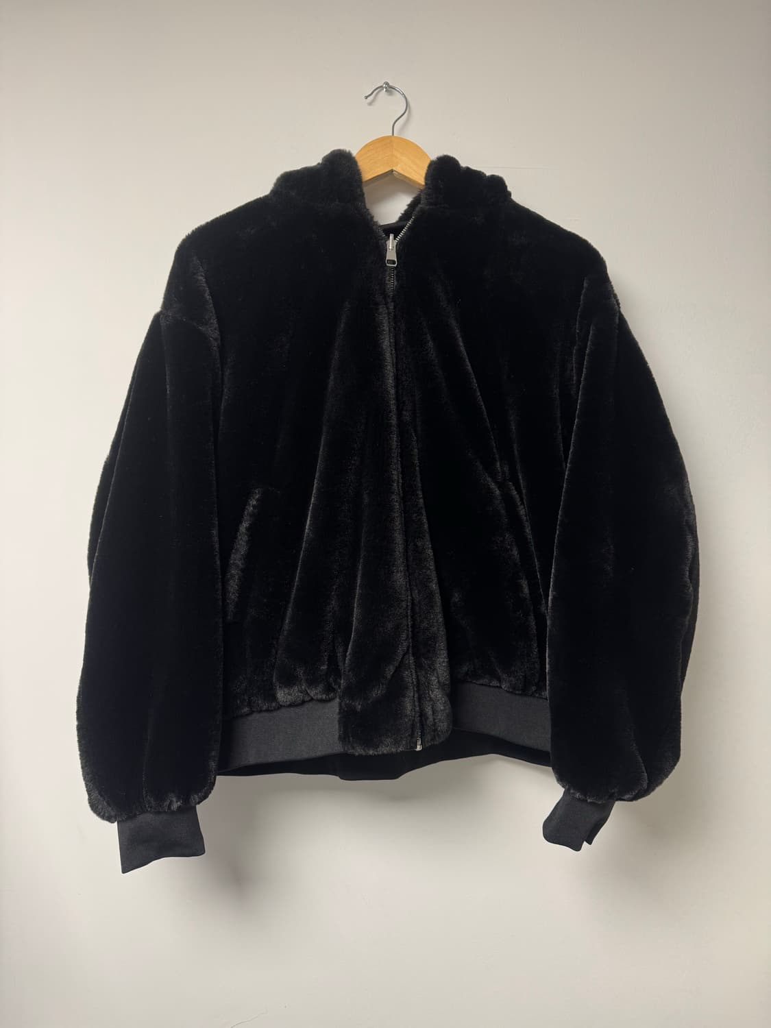 ZARA 자라 블랙 리버시블 오버핏 후드 항공점퍼 퍼 자켓 M 상품이미지6