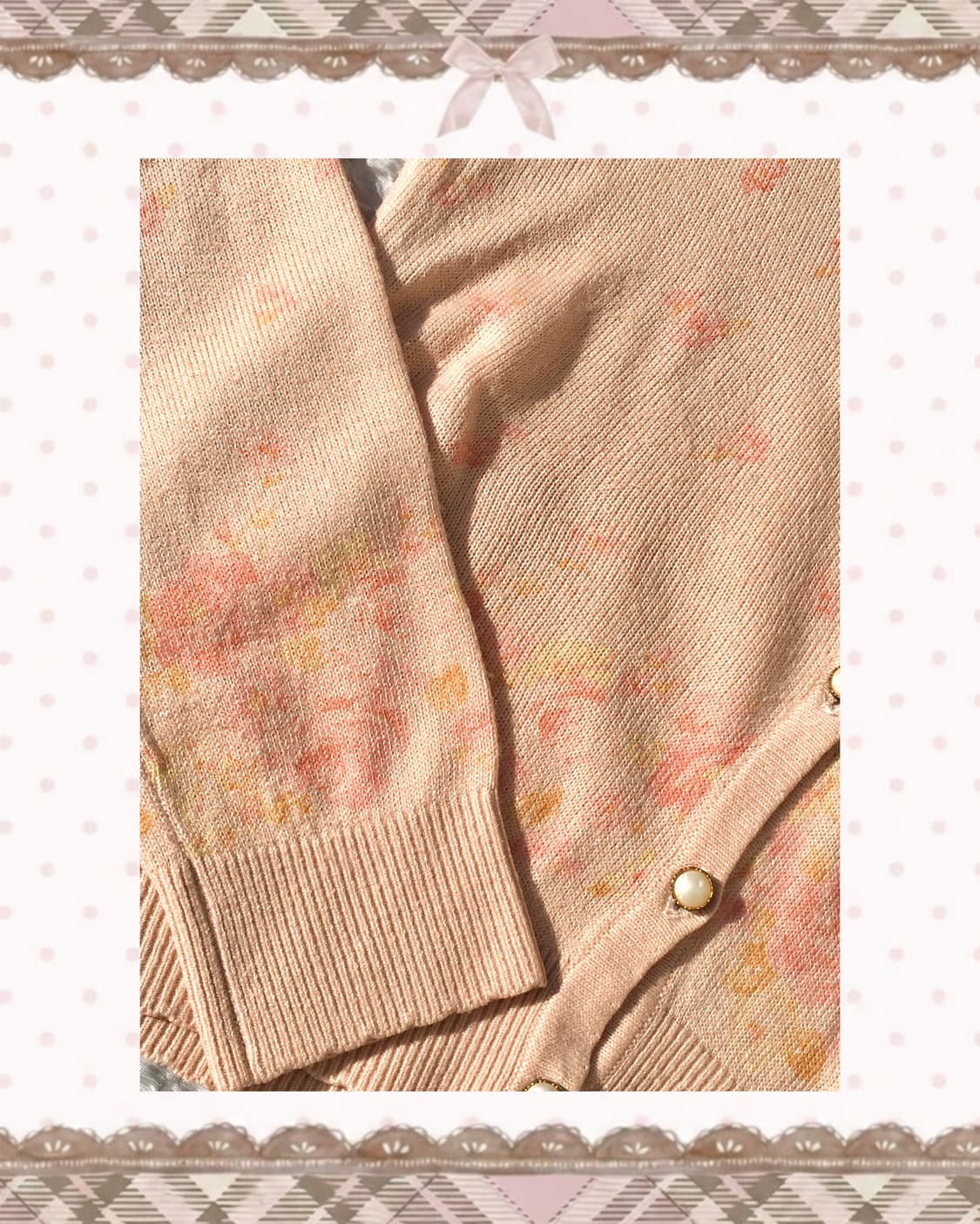 로디스포토 플로럴 진주 핑크 가디건 상품이미지3