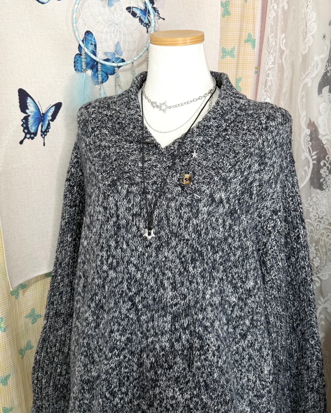 블랙 & 화이트 오레오 오버핏 니트 상품이미지4