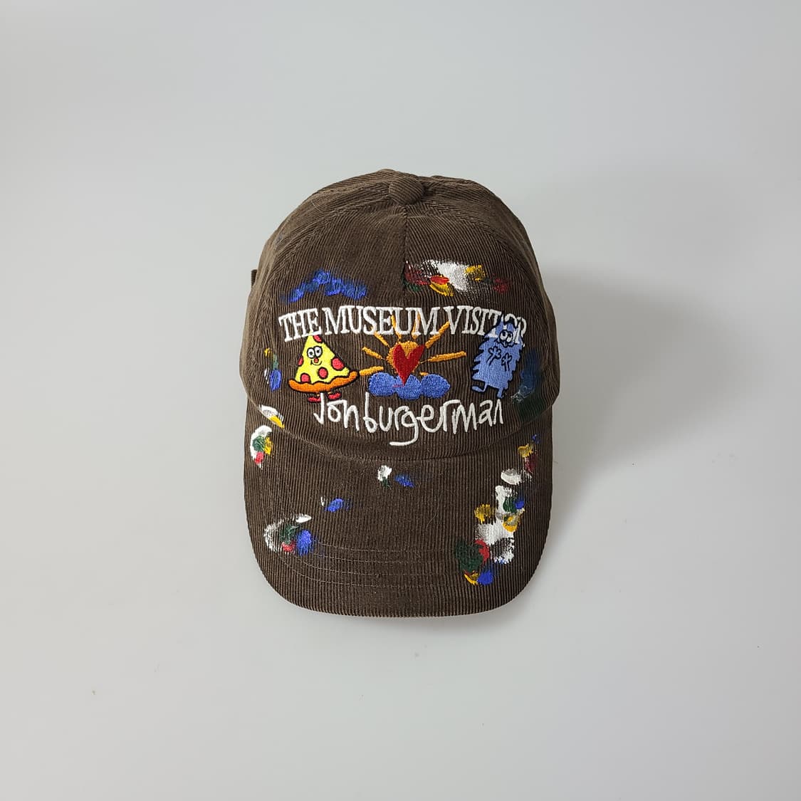 더뮤지엄비지터X존버거맨 페인티드 피자앤포크 코듀로이 볼캡 브라운 상품이미지5