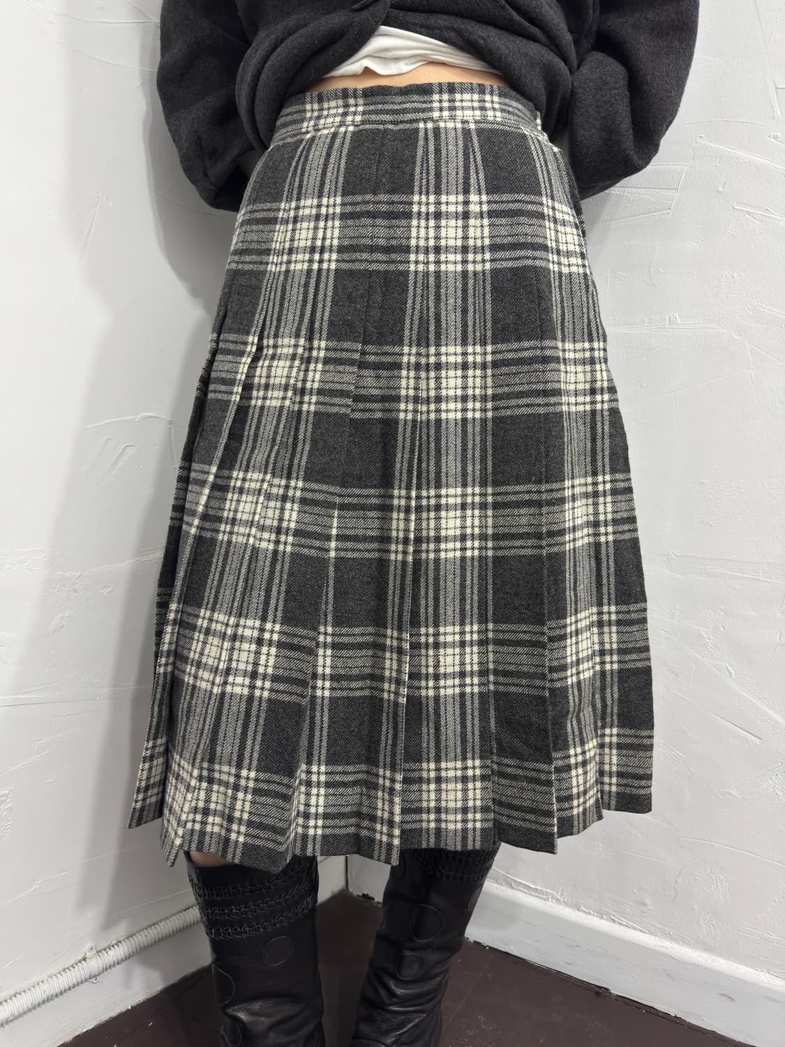 check midi wool skirt 상품이미지3