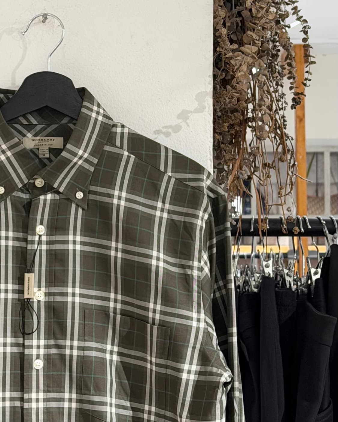 버버리 카키 플래드 버튼다운 코튼 셔츠 상품이미지3