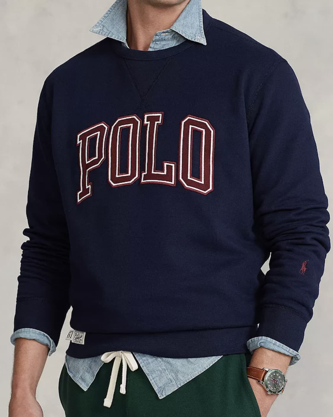 [L] 폴로 랄프로렌 네이비 아카이브 'POLO' 아플리케 기모 맨투맨 상품이미지2