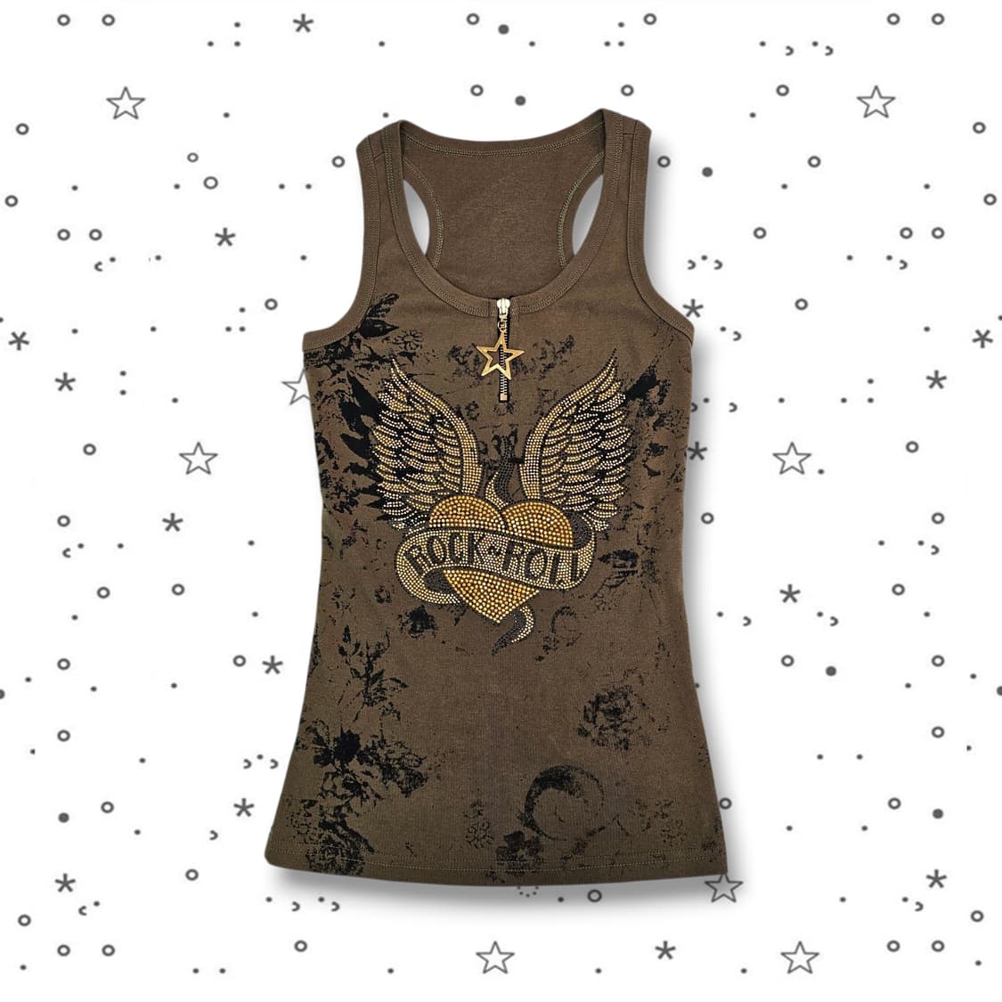 ROCK&ROLL 카키 슬리브리스 탑 상품이미지2