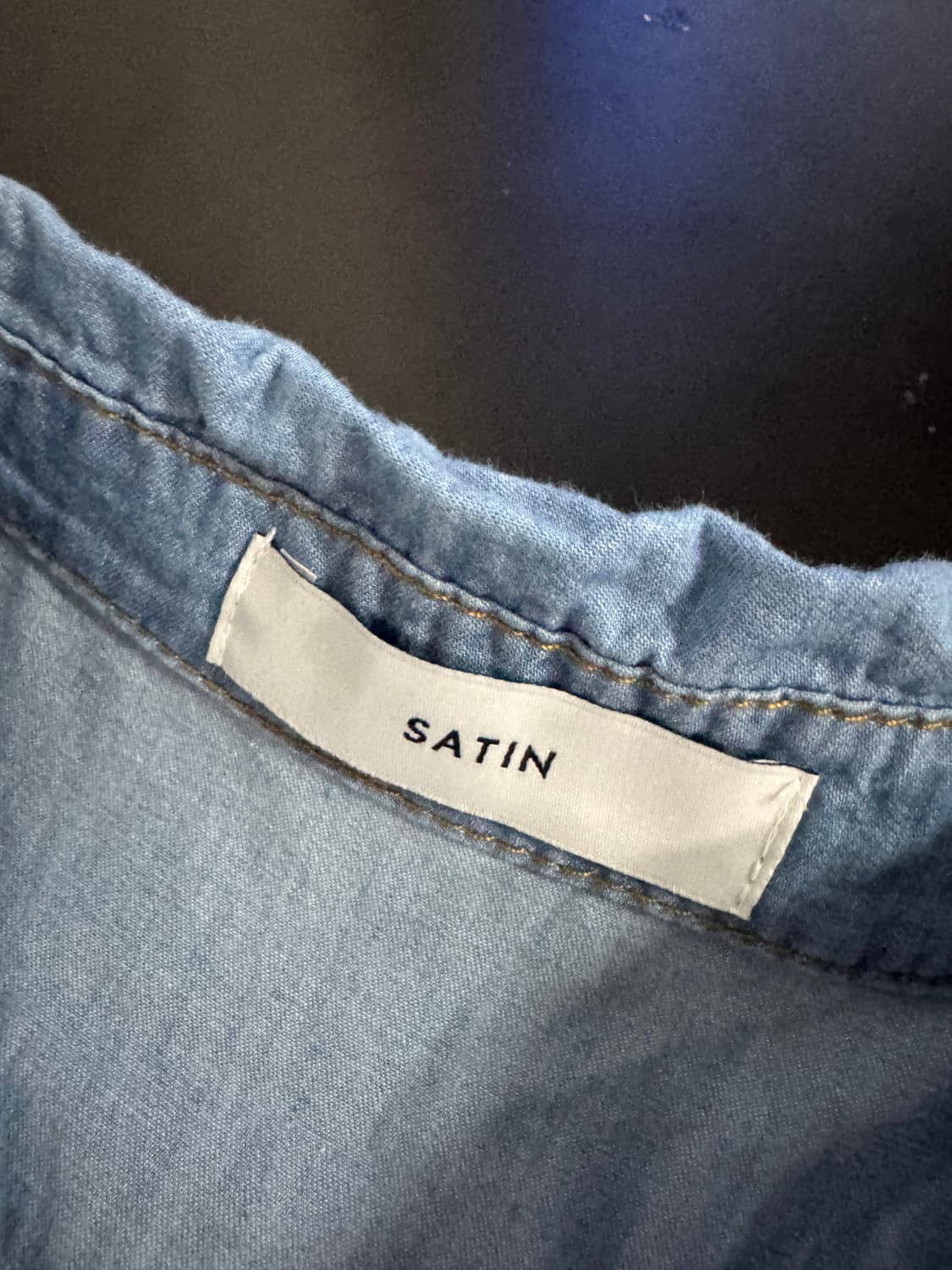 여성 샤틴 Satin 22년도 데님 반팔 셔츠 롱 원피스 F 상품이미지5