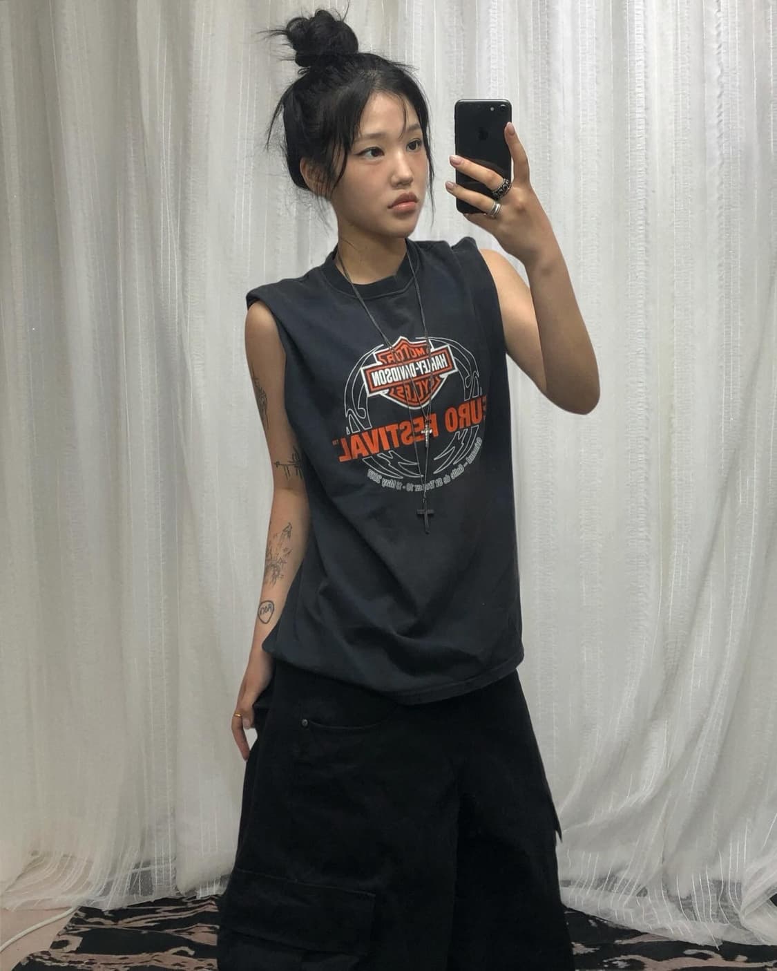 할리데이비슨 블랙 빅 로고 슬리브리스 상품이미지2