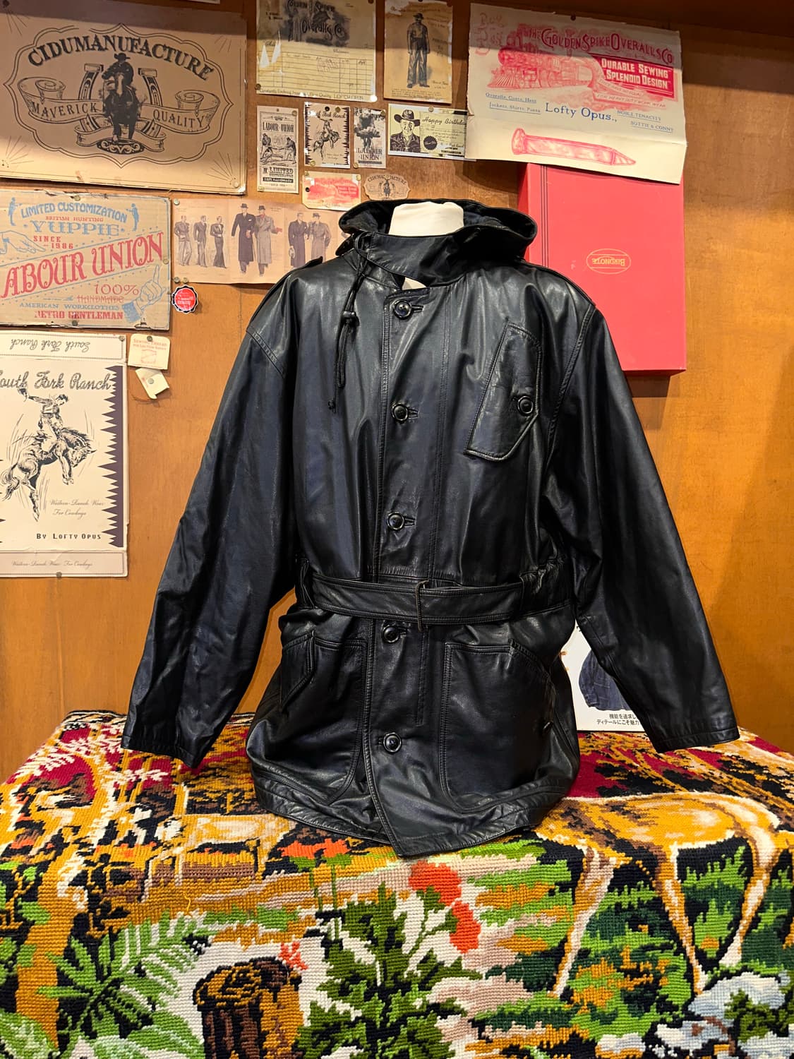 ( 2XL ) 가죽코트 가죽카코트 겨울코트 양가죽자켓 빈티지가죽 상품이미지4