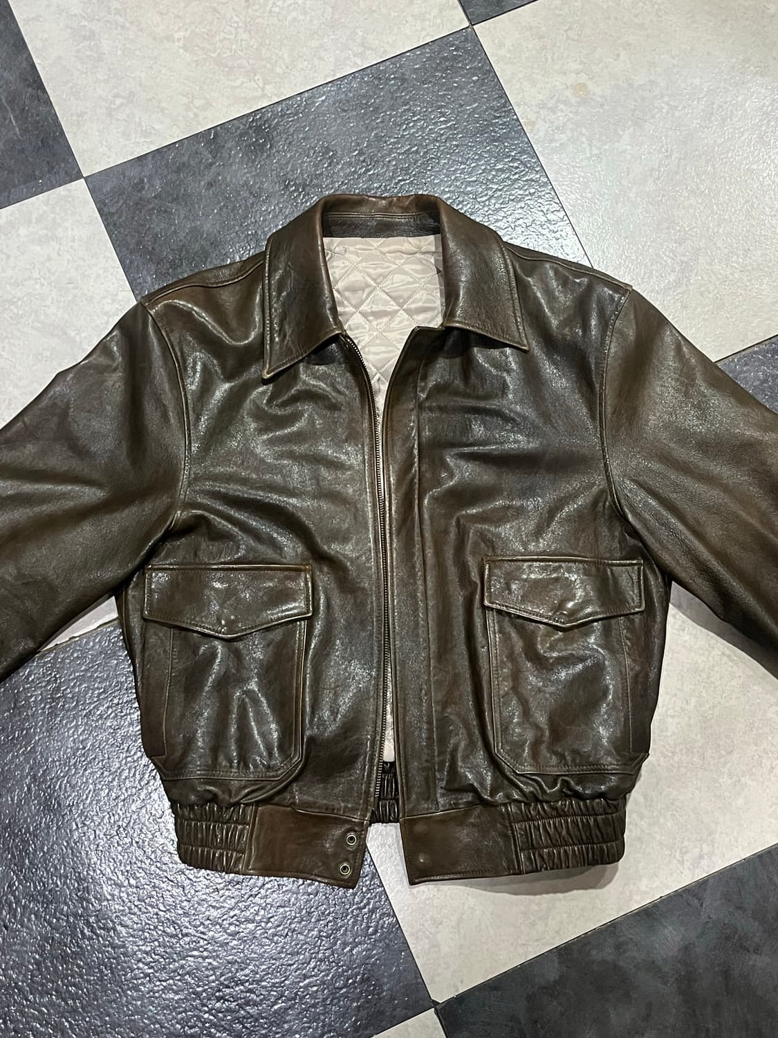 쿠어 베지터블레더 a-2 자켓 브라운 S 상품이미지1