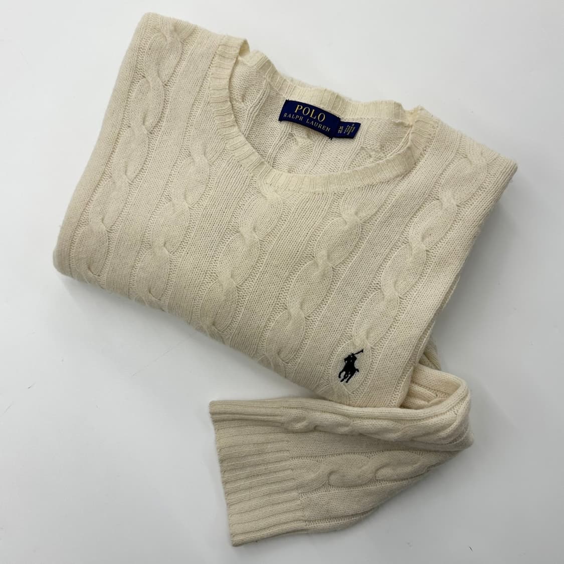 폴로랄프로렌 신형라벨 메리노 울 아이보리 꽈배기 니트  상품이미지2