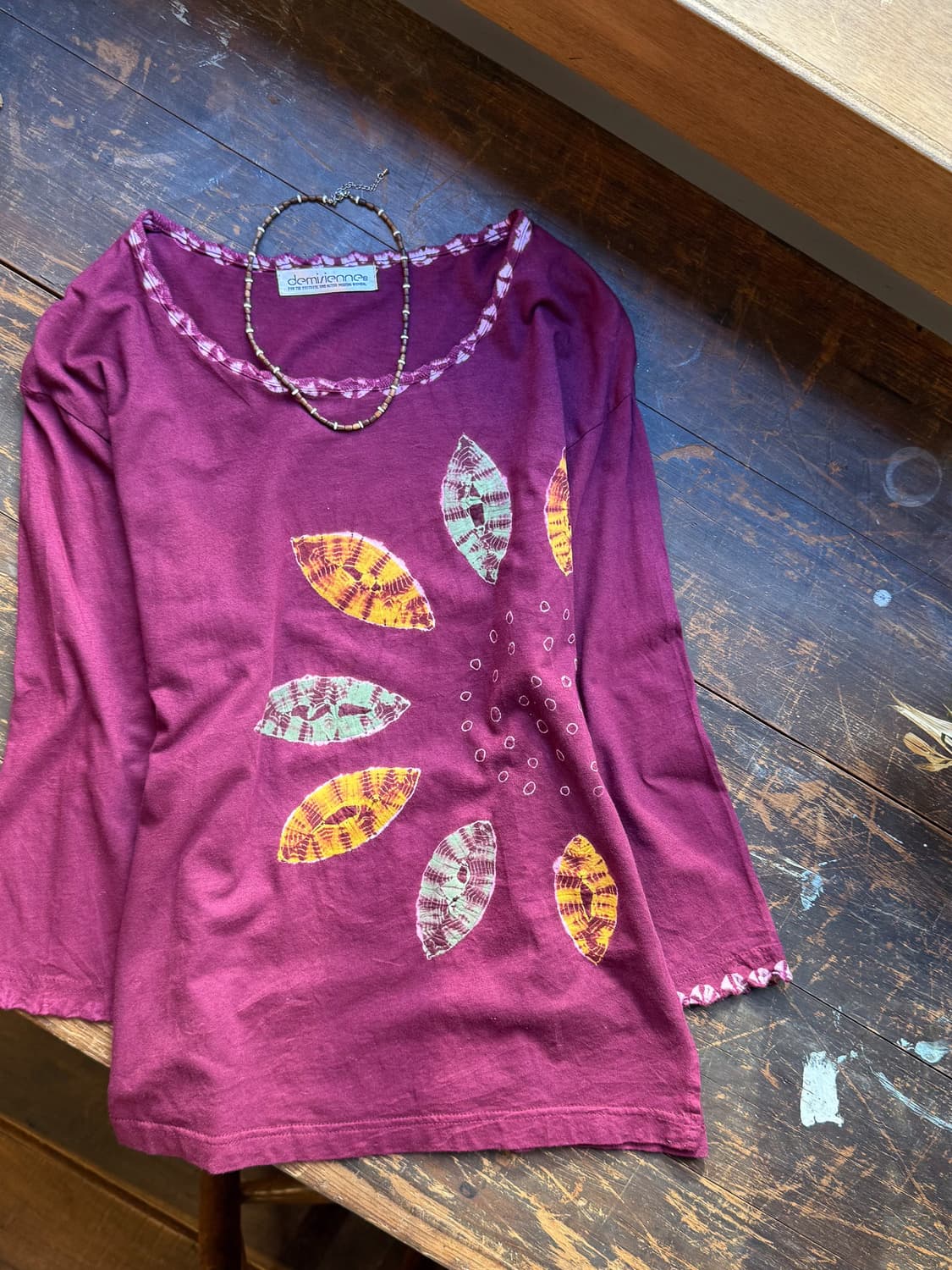 Burgundy Tie Dye Leaf Shirt 0009 상품이미지9