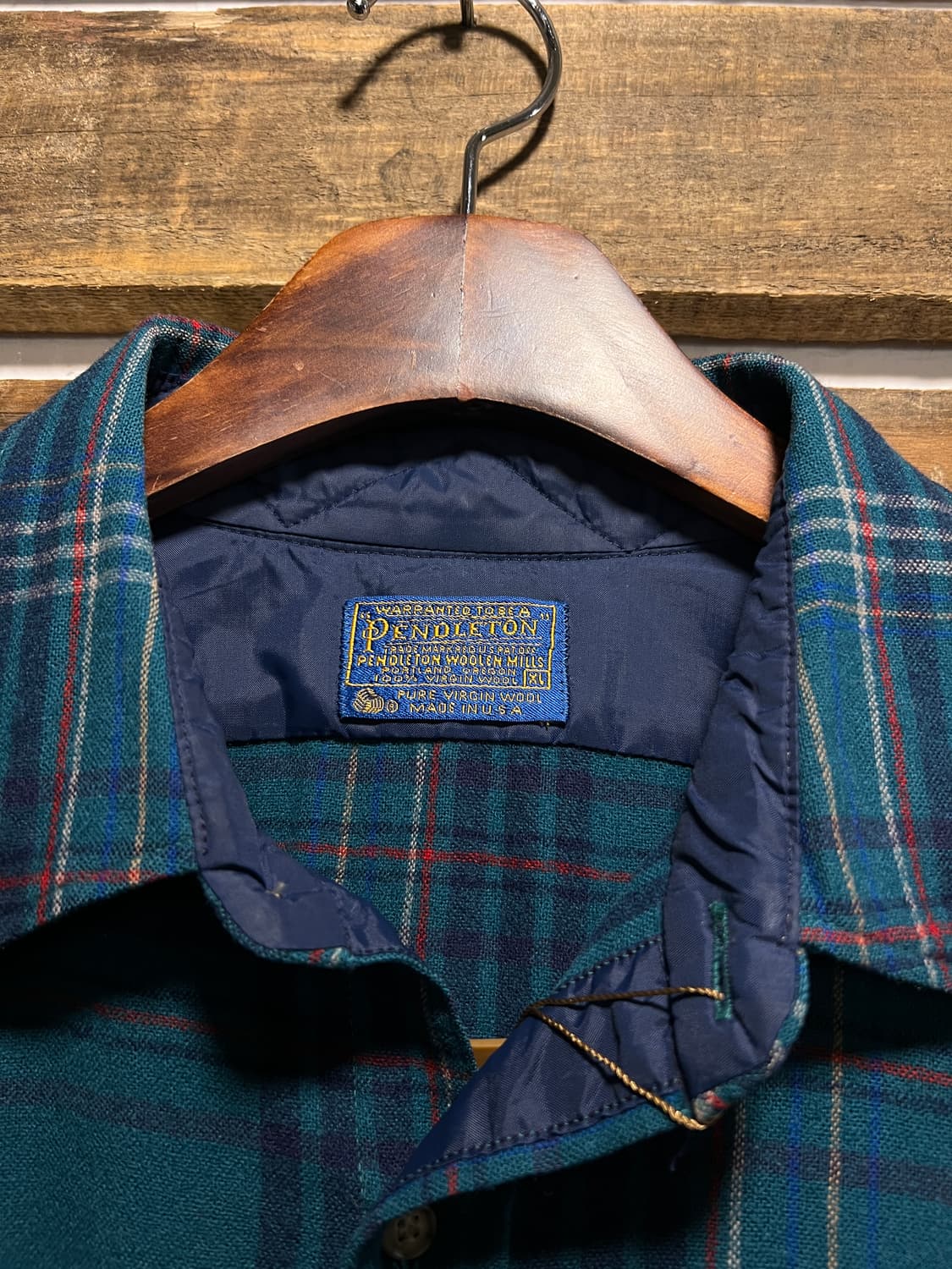 [XL]펜들턴 Made in USA 블루그린 타탄체크 퓨어 버진 울 셔츠 상품이미지2