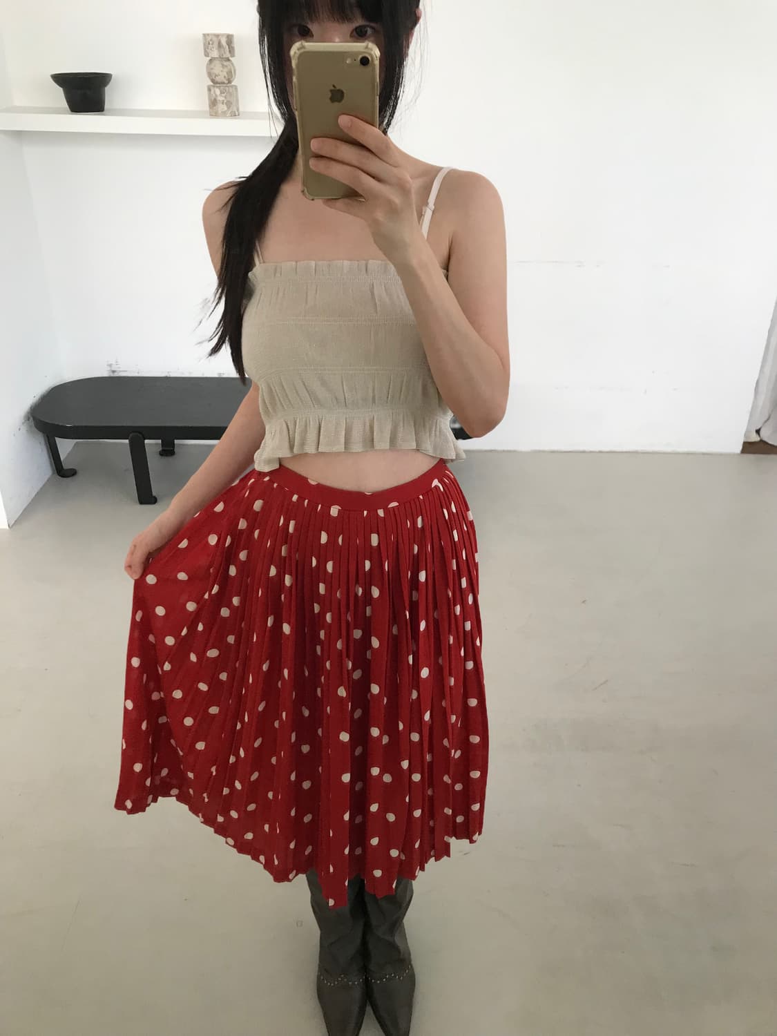 vintage red dot skirt 상품이미지1