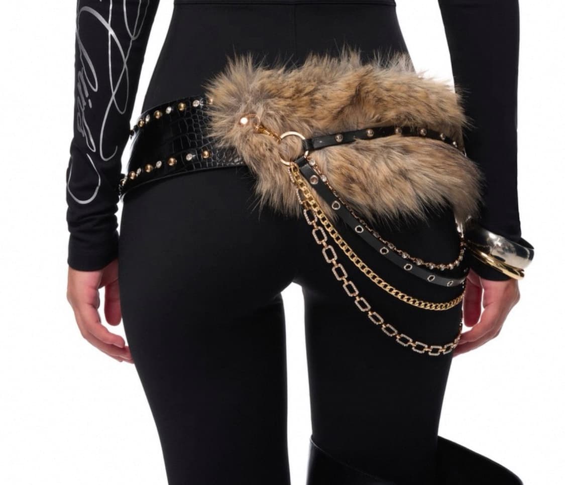 빈티지 Y2K 퍼 털 벨트 갸루 웨스턴 스터드 아일렛 체인 상품이미지5