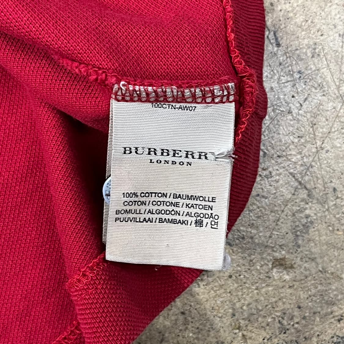 [정품/XS] 버버리 레드 체크 카라 반팔 폴로티 b17 상품이미지5