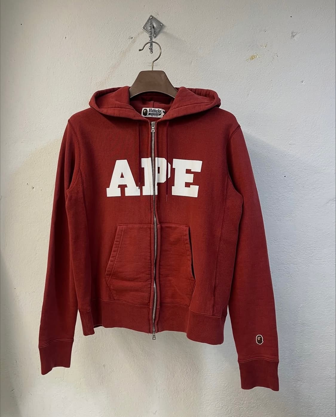 베이프 버건디 후드 집업 상품이미지3