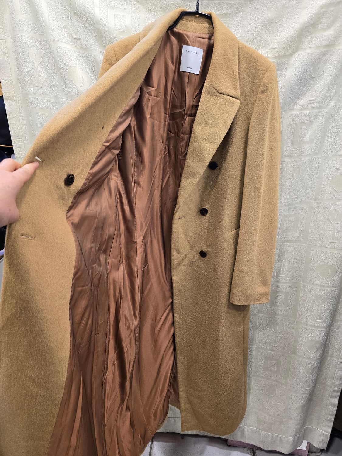 산드로 Sandro 모+캐시미어  더블 브레스트 롱 코트 44~55 상품이미지8