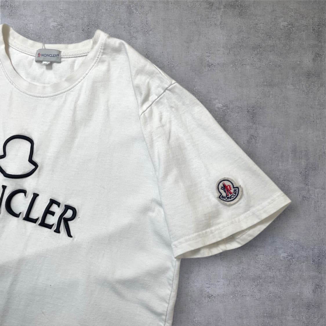 몽클레어 Moncler 화이트 자수 로고 반팔 티셔츠 XL 상품이미지3