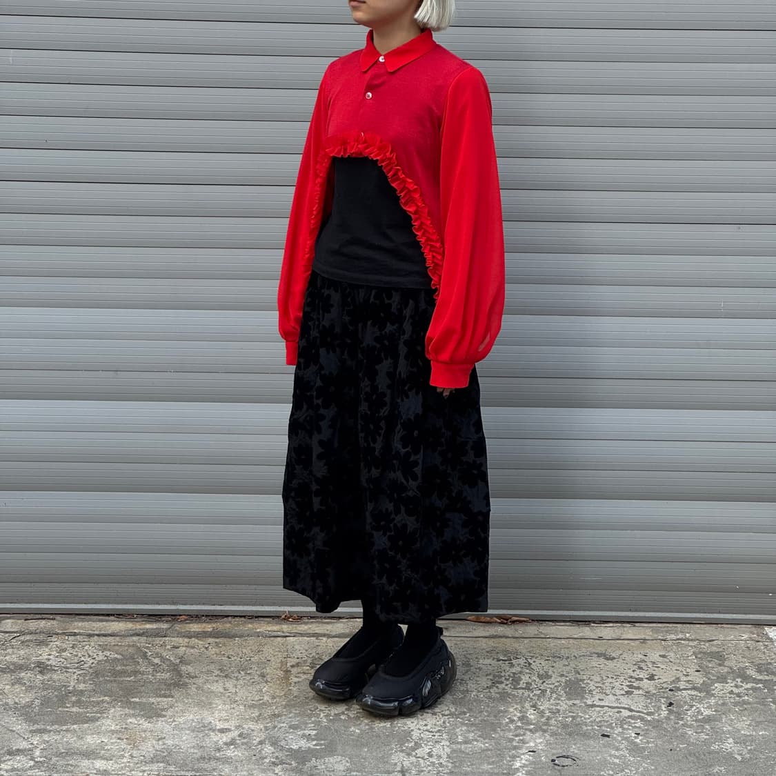 Tulle Ruffle Red Short Cardigan 상품이미지8