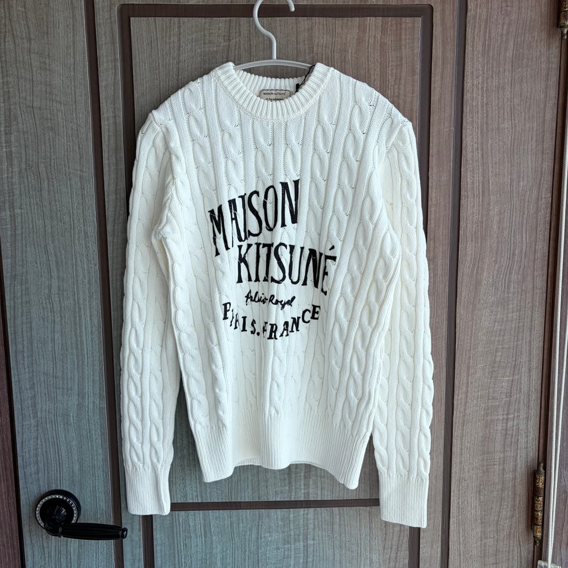 새상품(XS)메종키츠네 로얄 케이블 니트 화이트 상품이미지2
