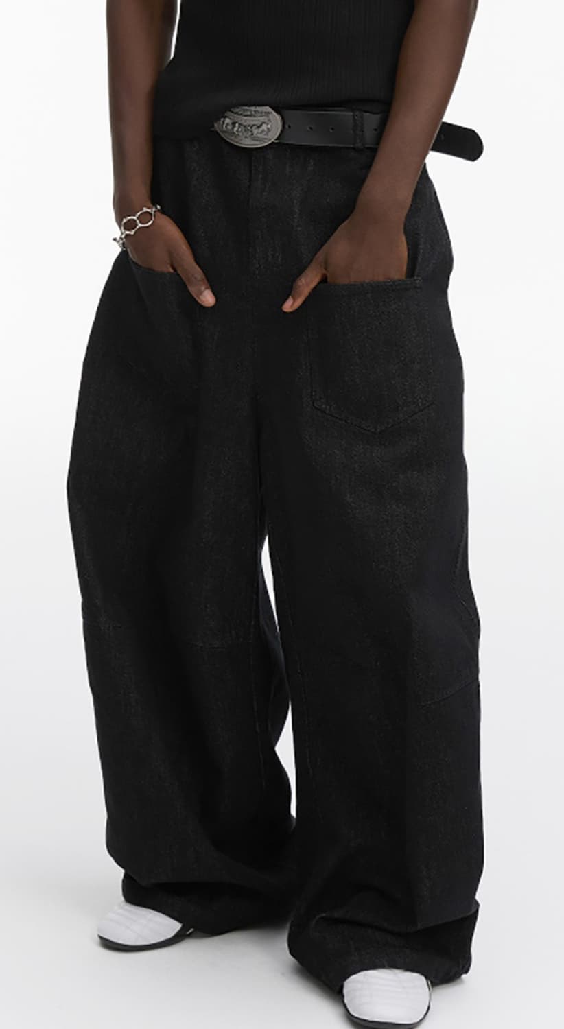 Washed Black Wide-Leg Vintage Denim Pant 상품이미지1