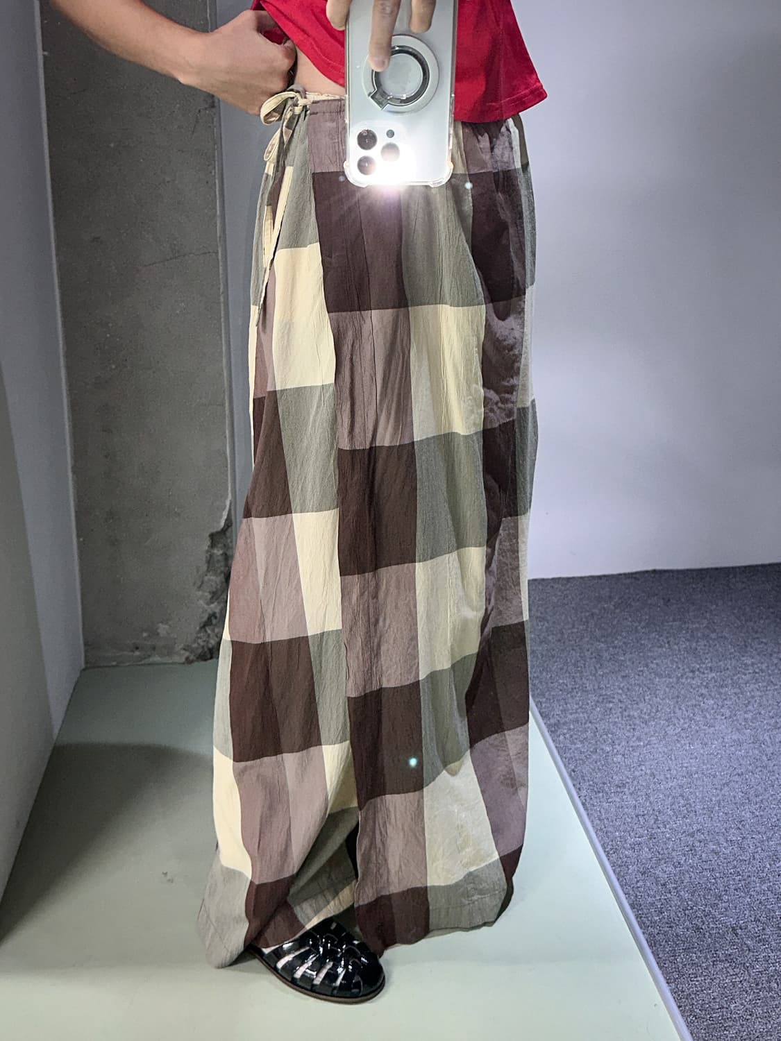 hai by issey miyake check wrap skirt 상품이미지3