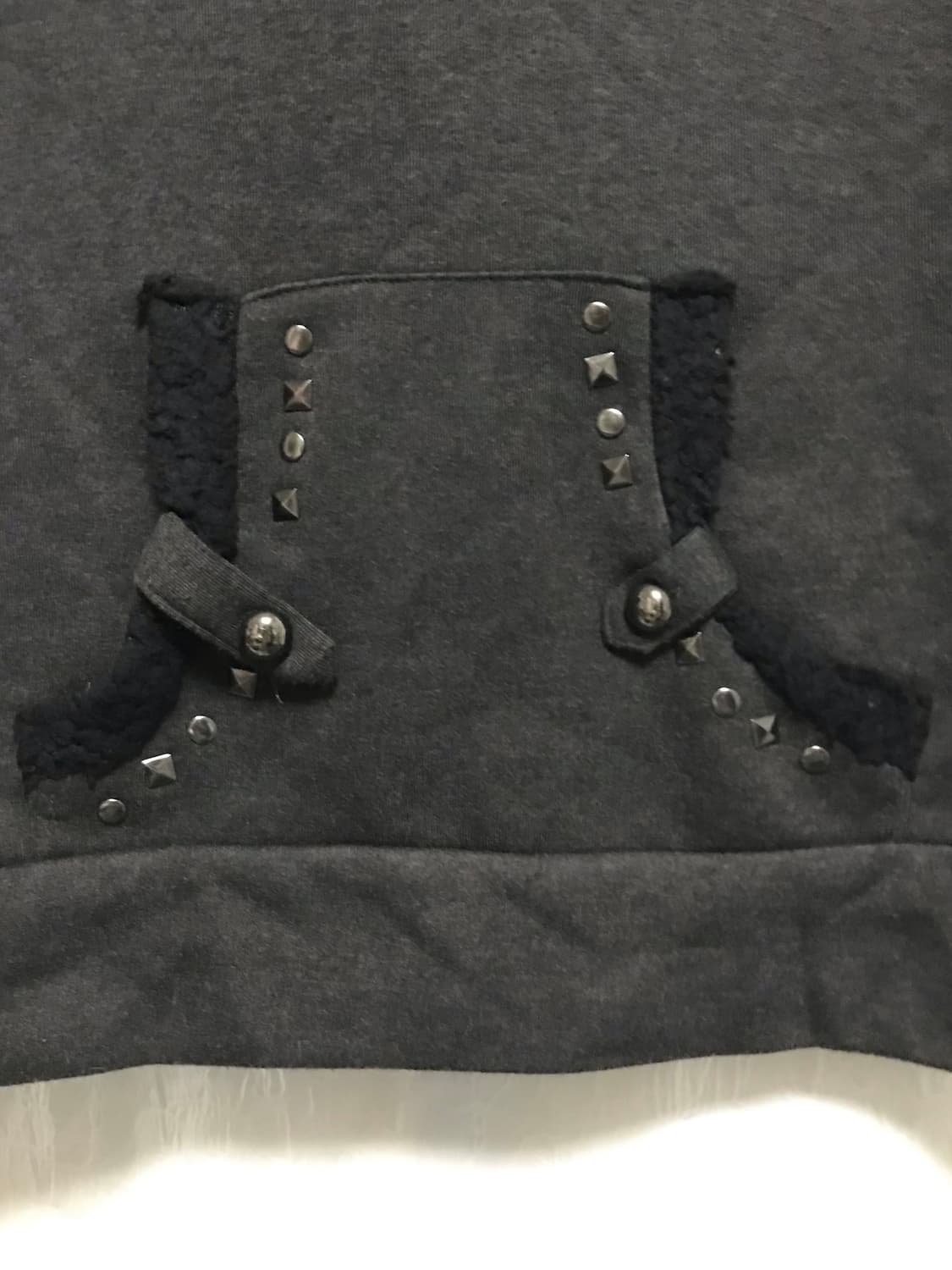 빈티지 펑크 날개 프린팅 스터드 후드 롱슬리브 탑 상품이미지4