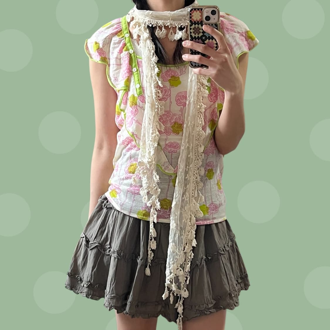 츠모리 치사토 단추 포인트 모리걸 연꽃 블라우스 상품이미지2