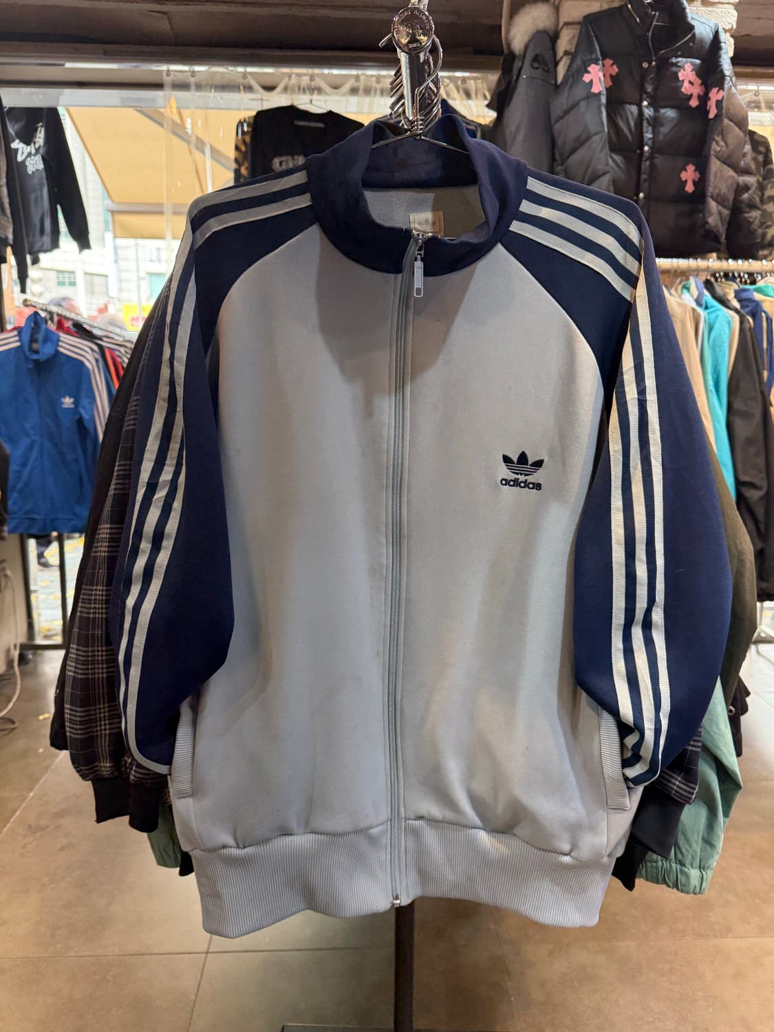 아디다스 파이어버드 트랙탑 져지 L 회색 네이비 상품이미지2