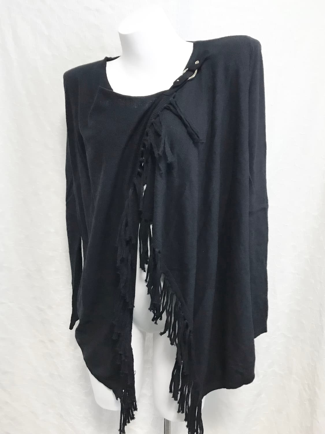 빈티지 아카이브 드레이프 프린지 버클 랩 니트 가디건 상품이미지1