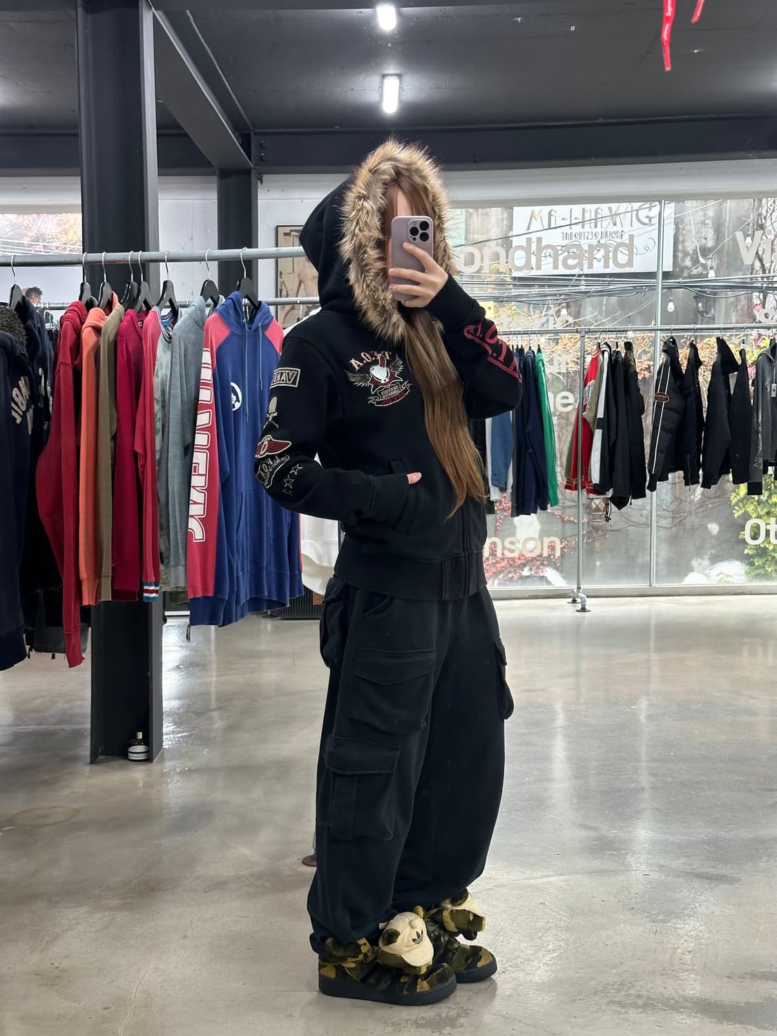 벤슨 x T.F.O.A 윙버니 넥워머 울프죠 코튼 후드자켓 상품이미지6