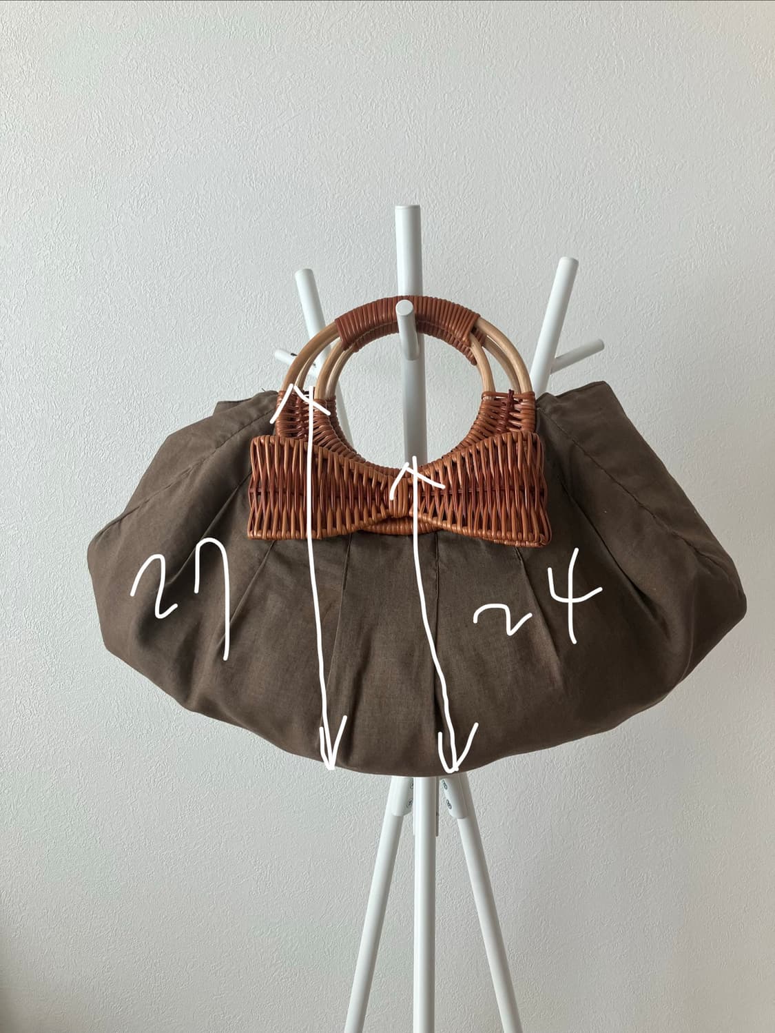 Studio clip 갈색 라탄 리본 손잡이가방 라탄백 에코백 천가방 상품이미지2