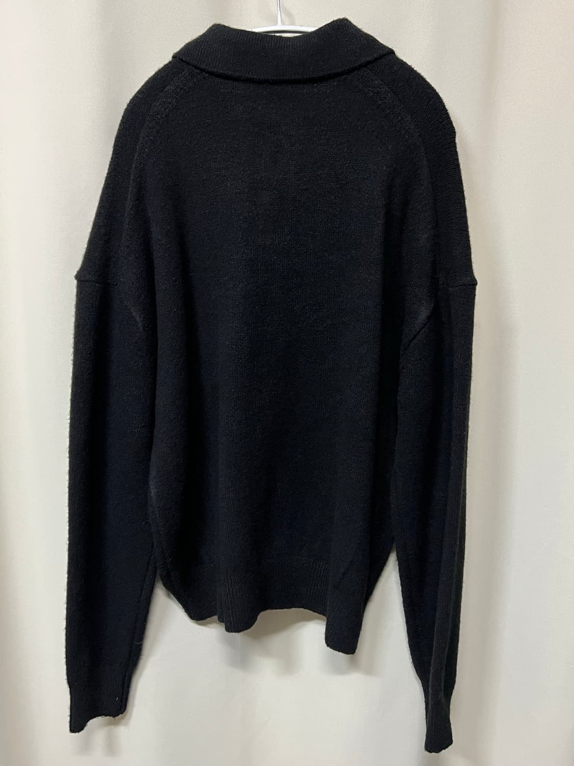 레스트앤레크레이션 오버사이즈 폴로 니트 탑 블랙 상품이미지4