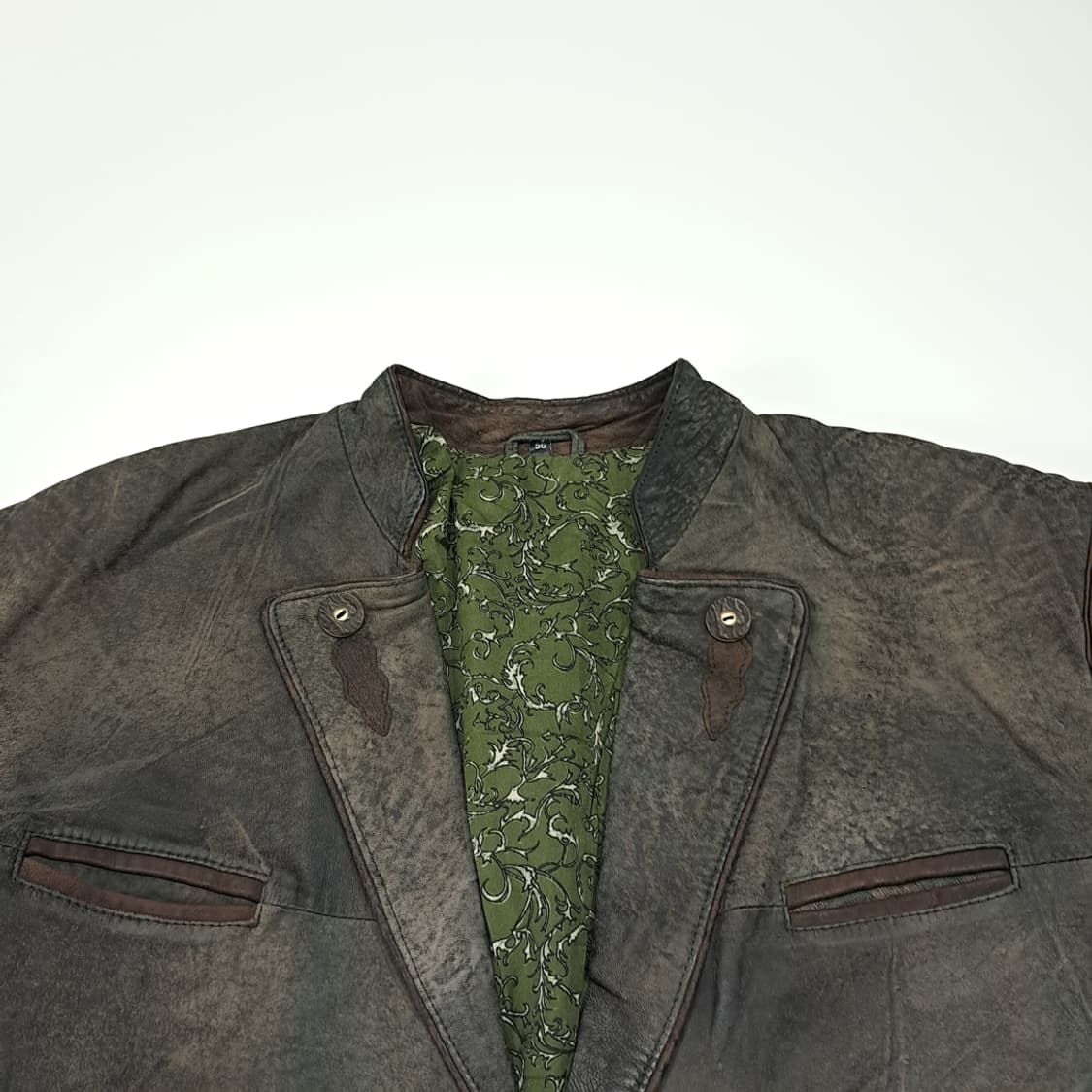 CL333 XL 크루거 80s 독일판 가죽 트라흐텐 그린 자켓 상품이미지2