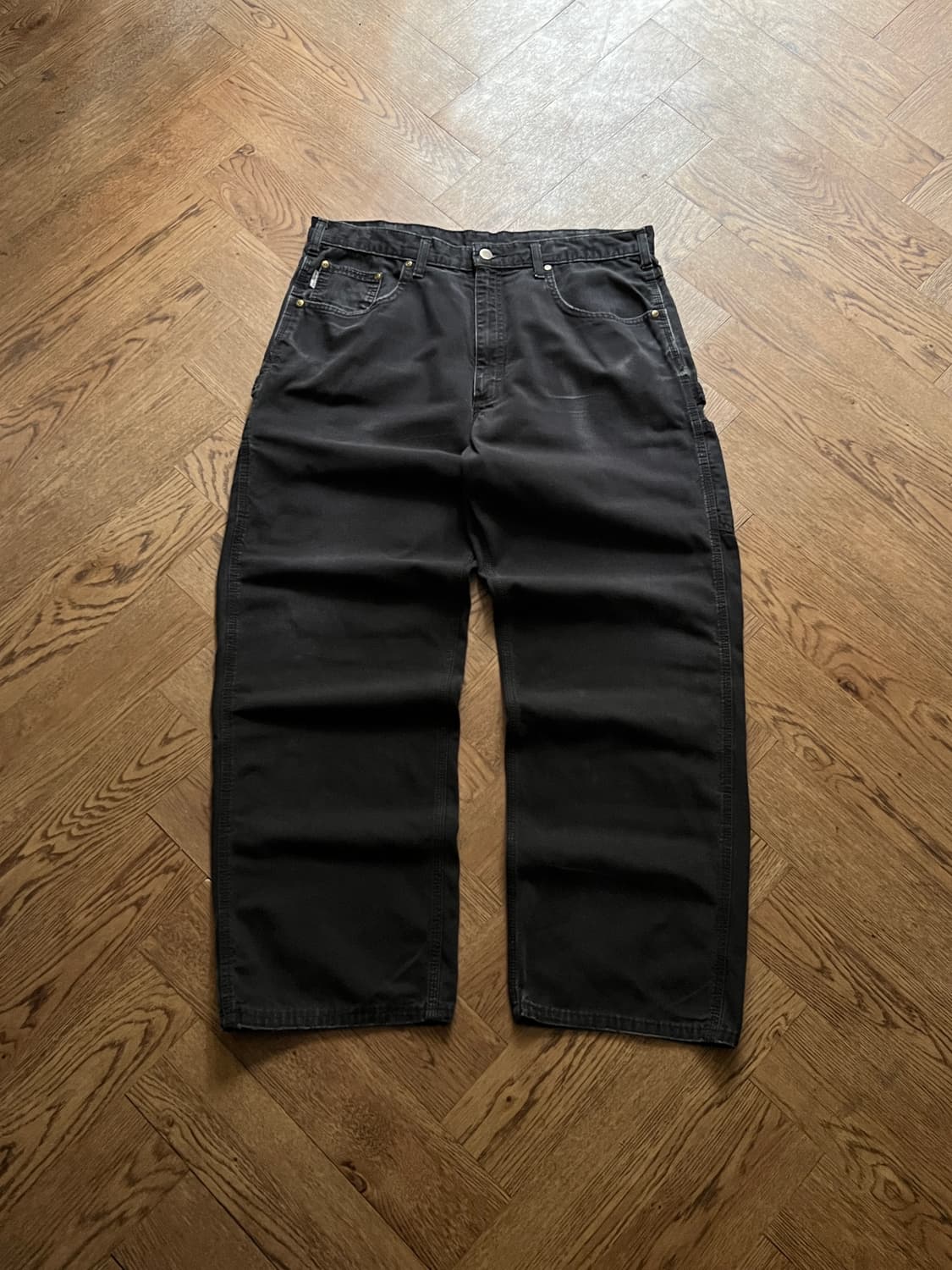 [38]칼하트 USA 빈티지 페이딩 블랙 싱글니 워크팬츠 상품이미지1