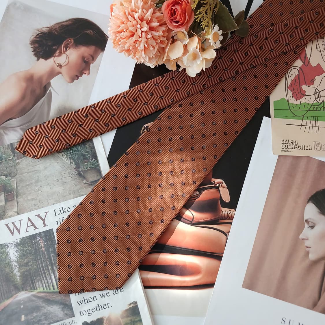 까르뱅 실크 브라운 기하 패턴 넥타이 9.5cm A+등급 A19327
 상품이미지5