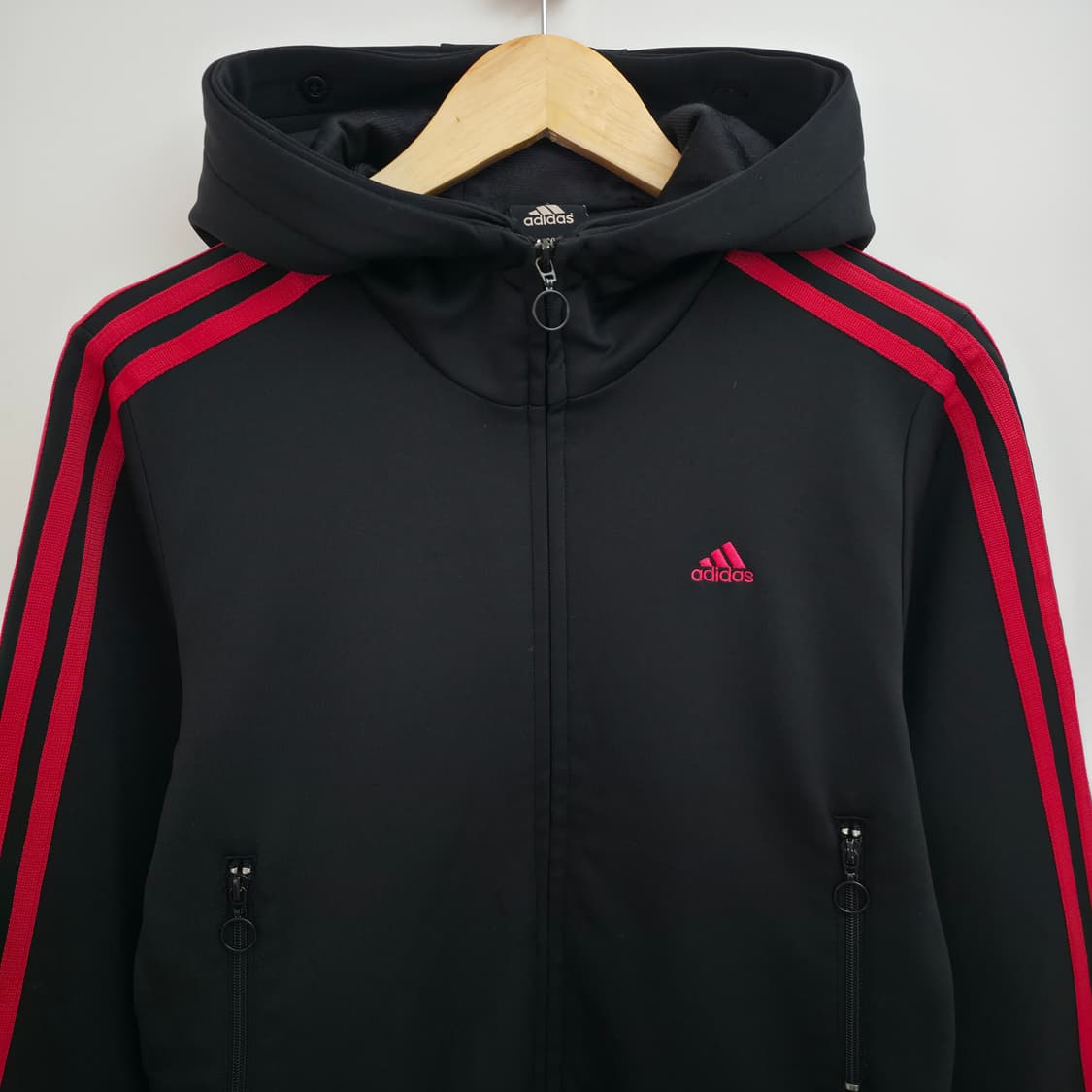 [S] 아디다스 블랙 핑크 후드 져지 자켓 상품이미지2