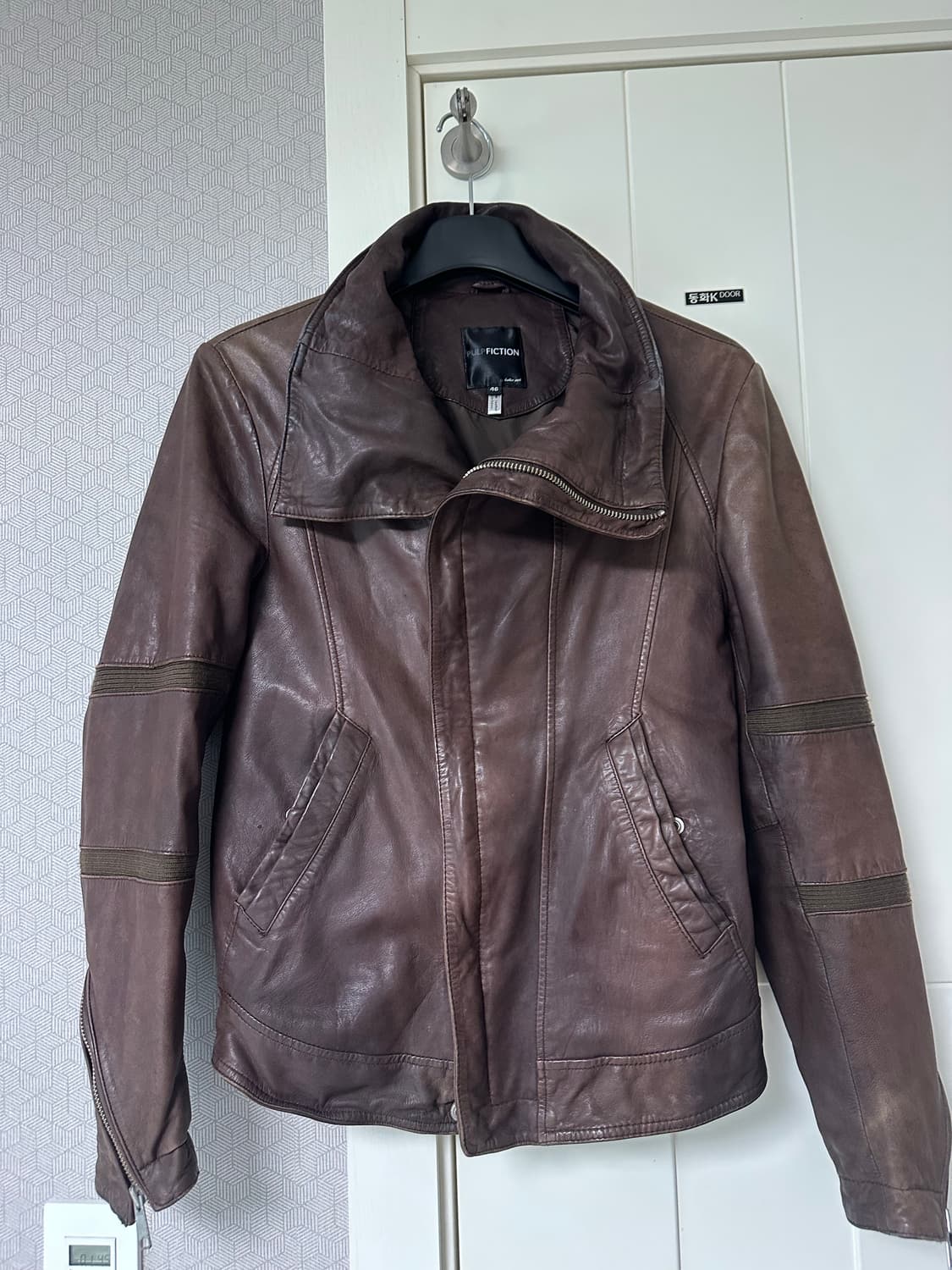 이태원 leather park 비대칭 레더 자켓 상품이미지1