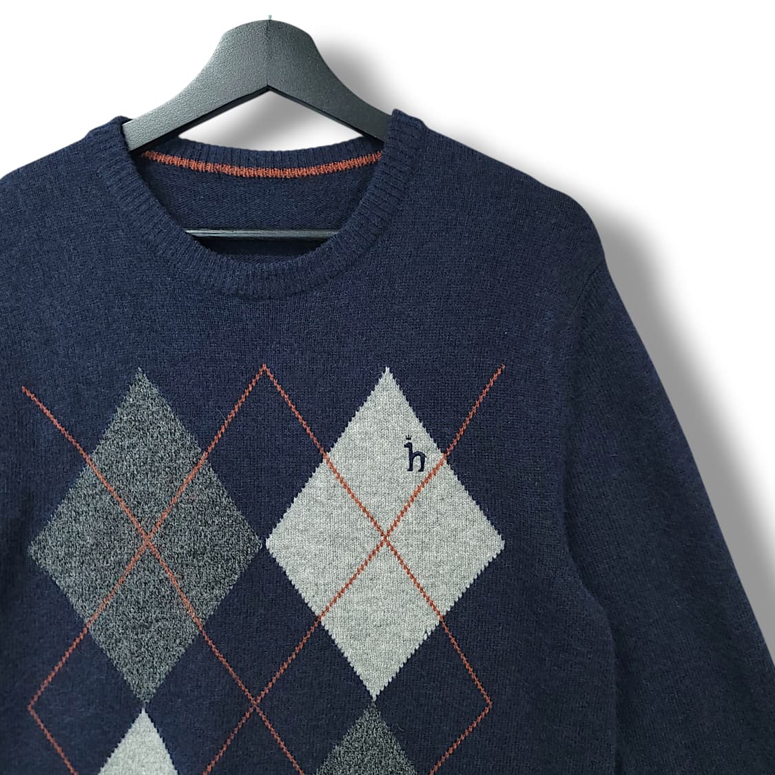 [95] 헤지스 네이비 체크배색 울 혼방 아가일 니트 상품이미지3