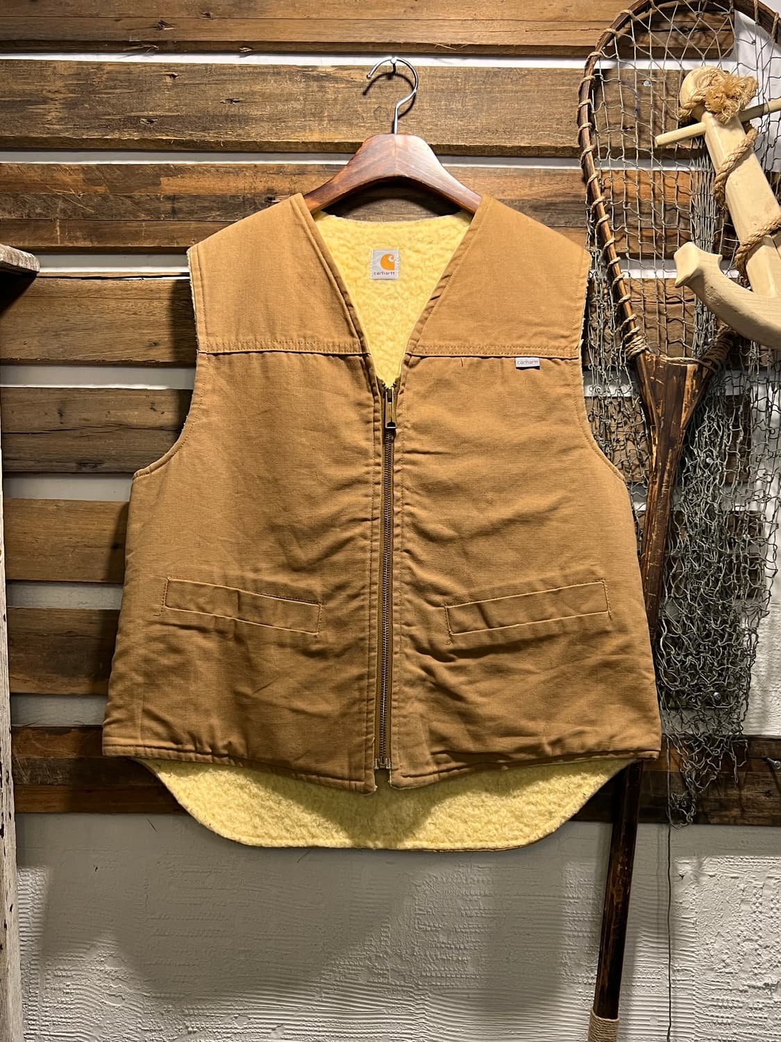[L]80's 칼하트 Made in USA 브라운 캔버스 워크 베스트 상품이미지1