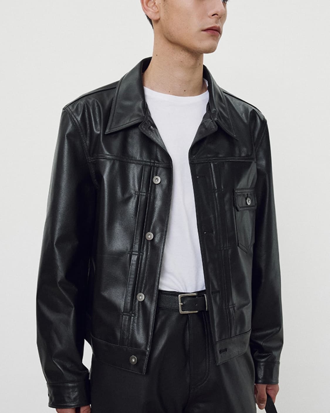 [L]토니웩 카프 레더 크롭 트러커 자켓 상품이미지2