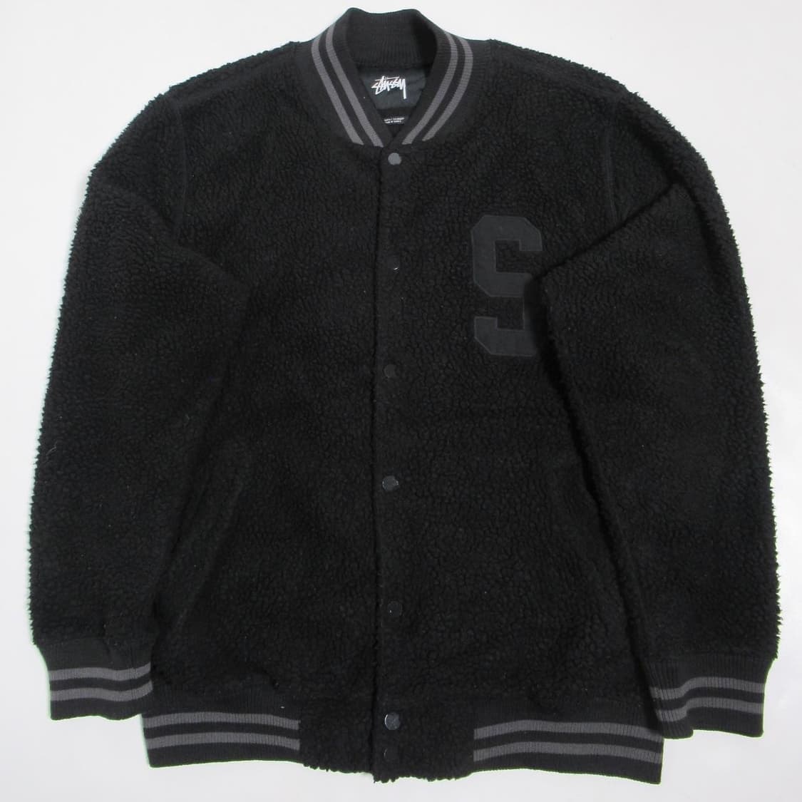 스투시 S로고 플리스 바시티 자켓 블랙 상품이미지1