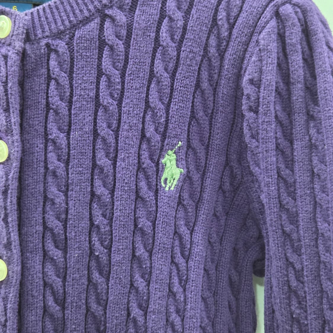 폴로랄프로렌 여아 케이블니트 가디건 퍼플 6 상품이미지2