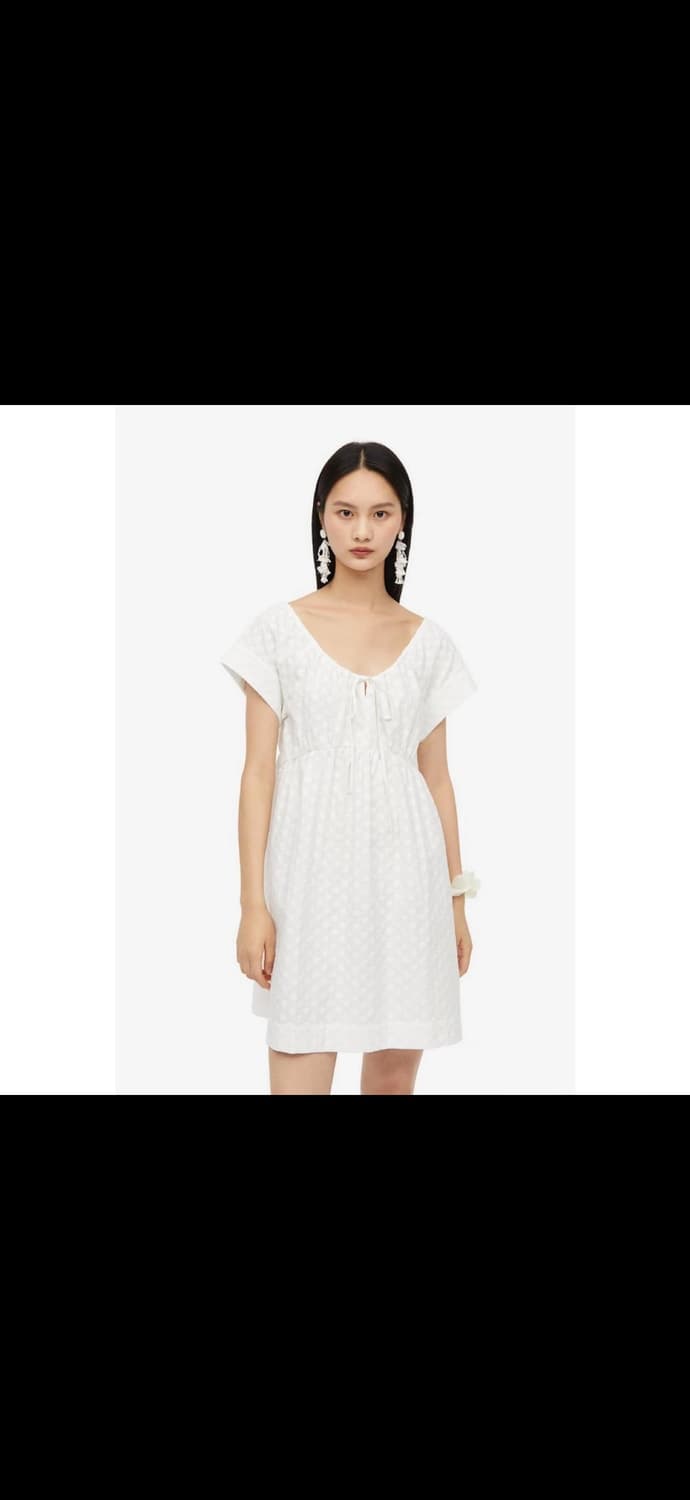 H&M 코튼엠브로이더리 드레스 원피스 화이트 상품이미지1