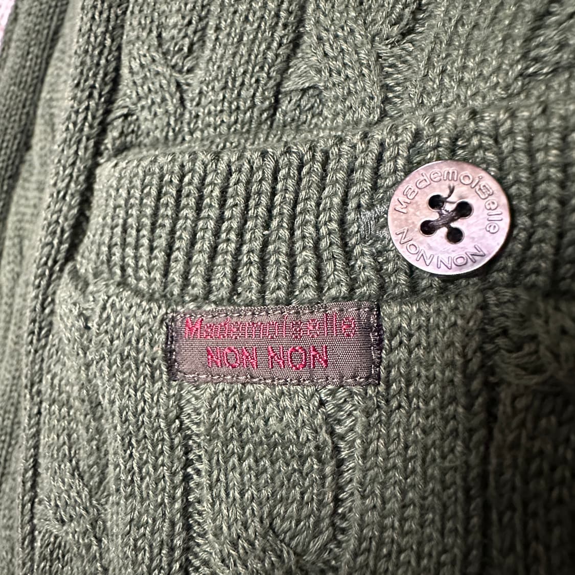 NON NON knit sweater cardigan green 상품이미지3