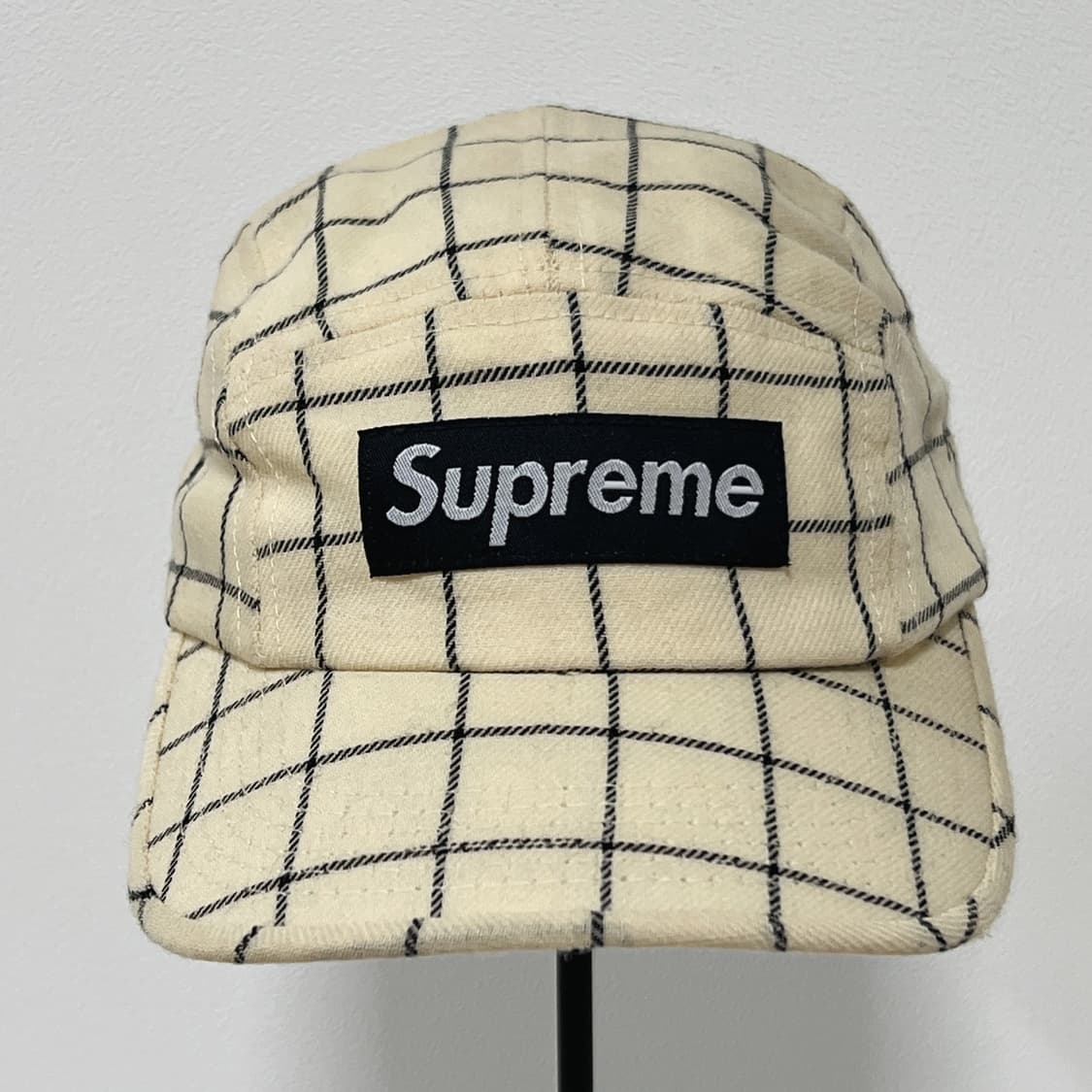 슈프림 2004 아이보리 체크 패턴 캠프캡  상품이미지2