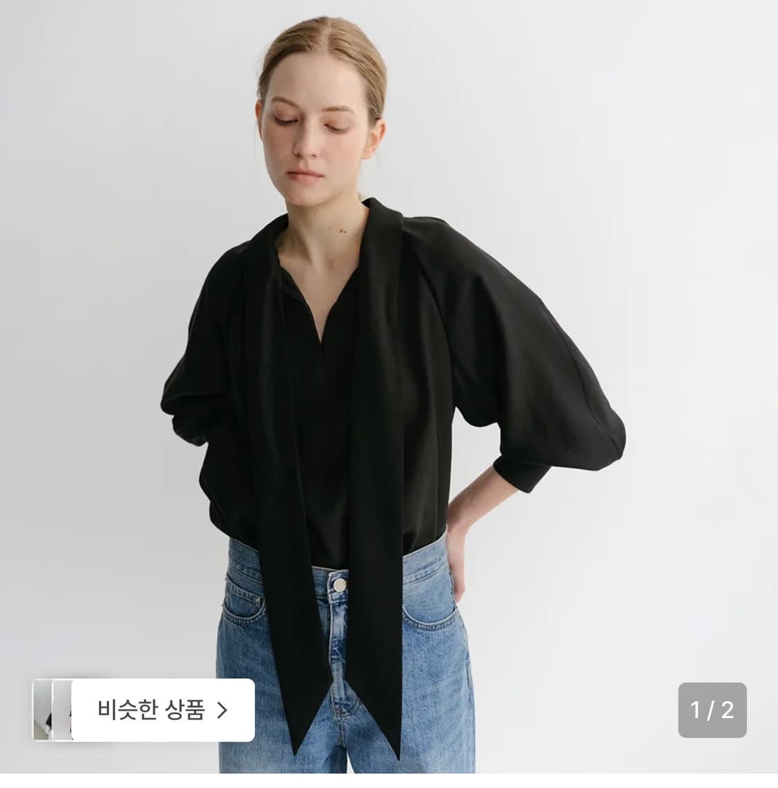 The shirring blouse black 상품이미지2