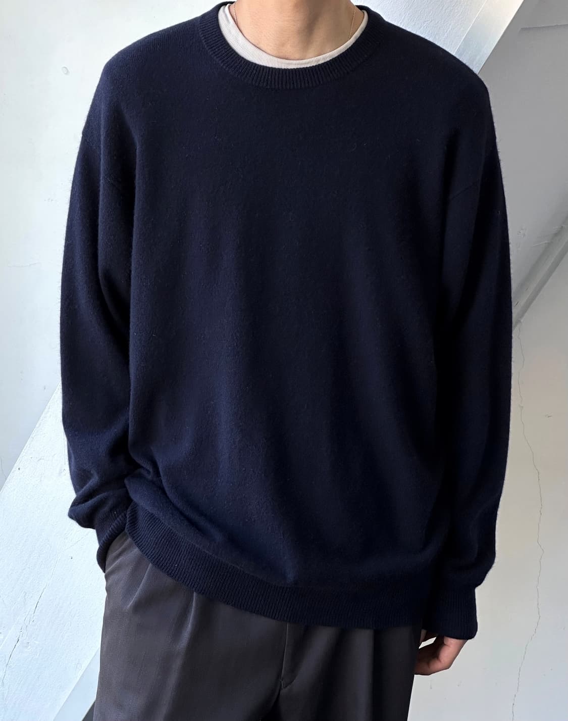 'Pure cashmere' wide design crew knit 상품이미지8