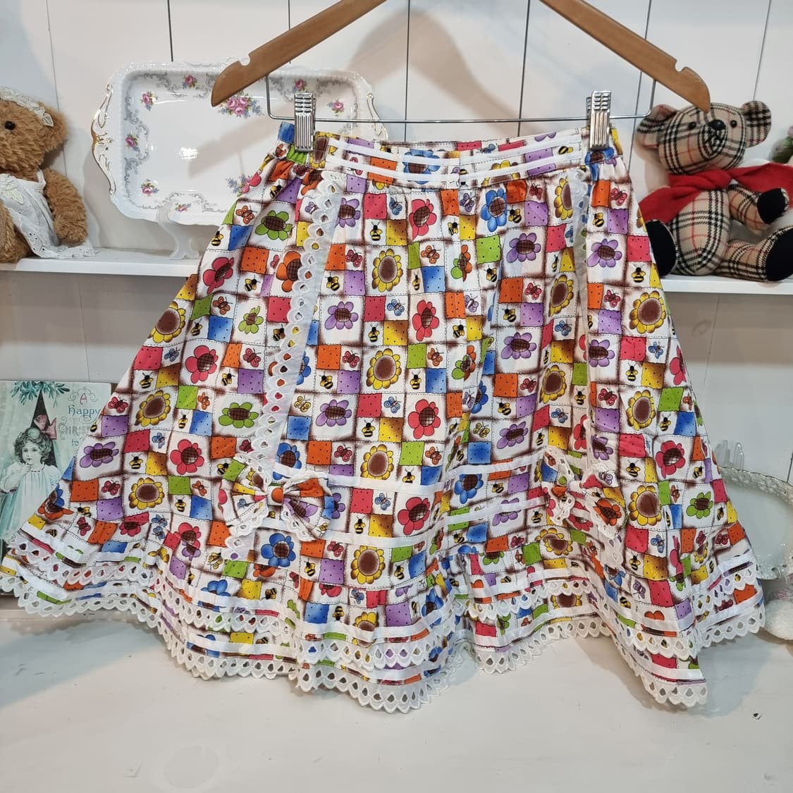 바디라인(BODY LINE) 레트로 플라워 패치워크 레이스 스커트 상품이미지6