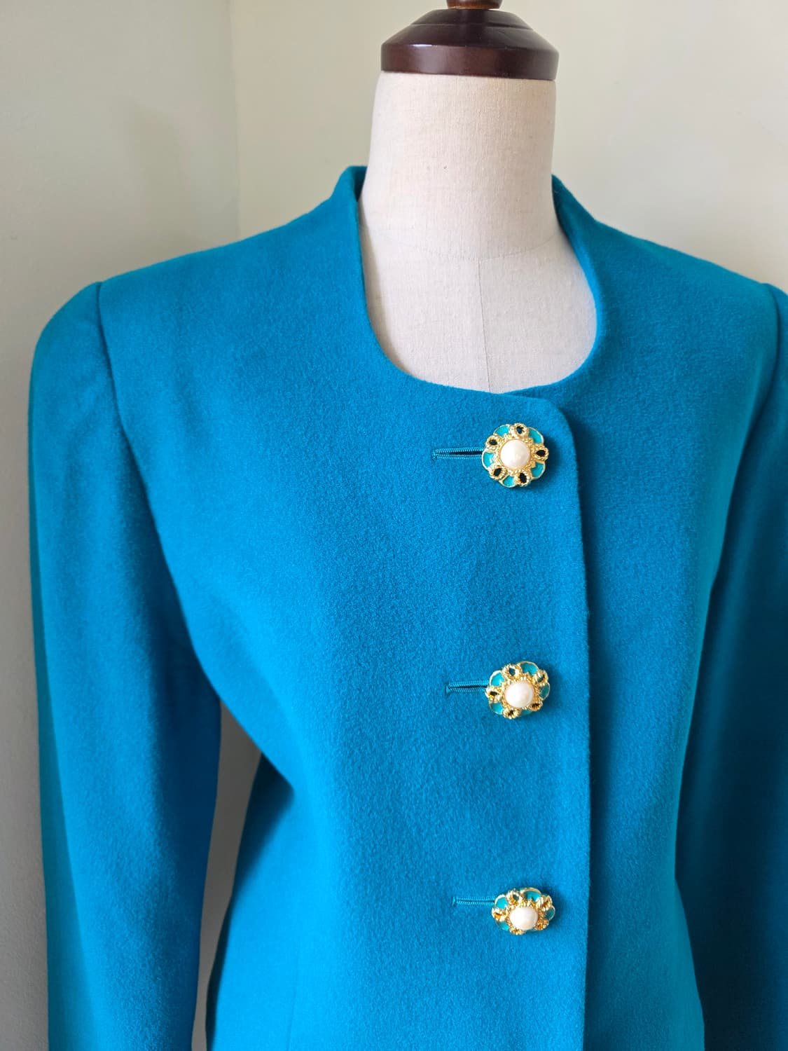 울 캐시미어 에메랄드 청록 셋업 상품이미지3