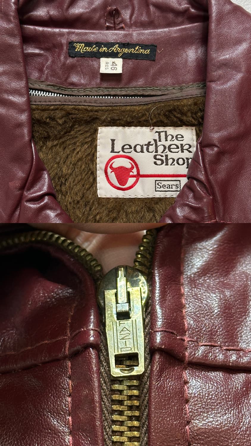80's 시어스 버건디 크롭 레더자켓 빈티지 레더 자켓 상품이미지9